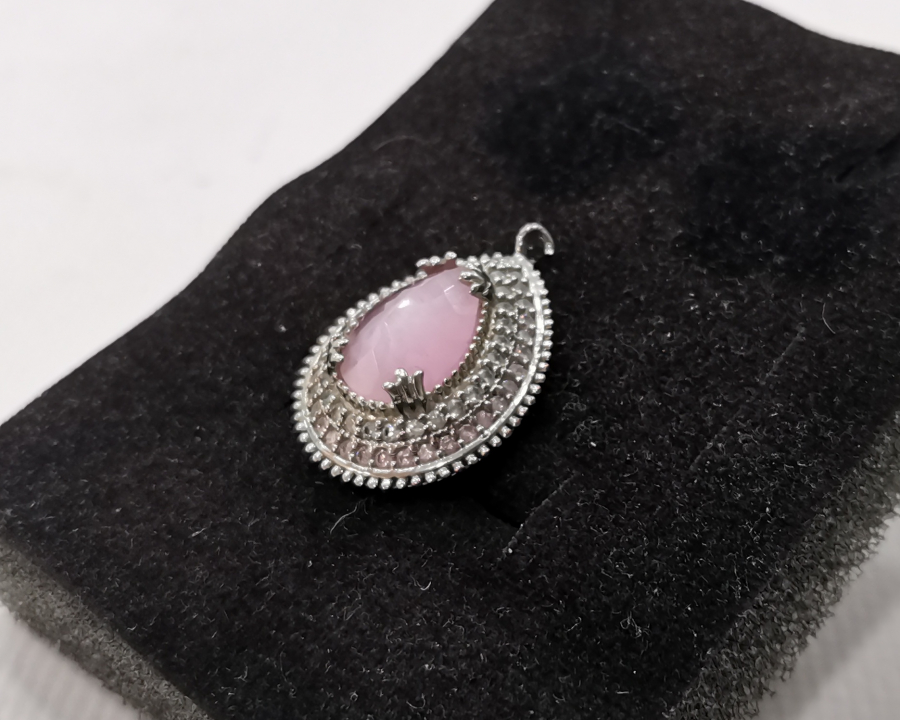 KUVARS TAŞLI GÜMÜŞ KOLYE UCU