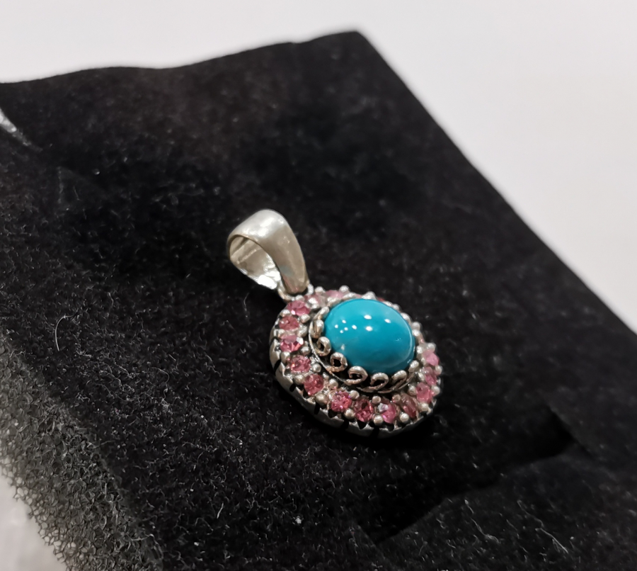 TURKUAZ TAŞLI GÜMÜŞ KOLYE UCU