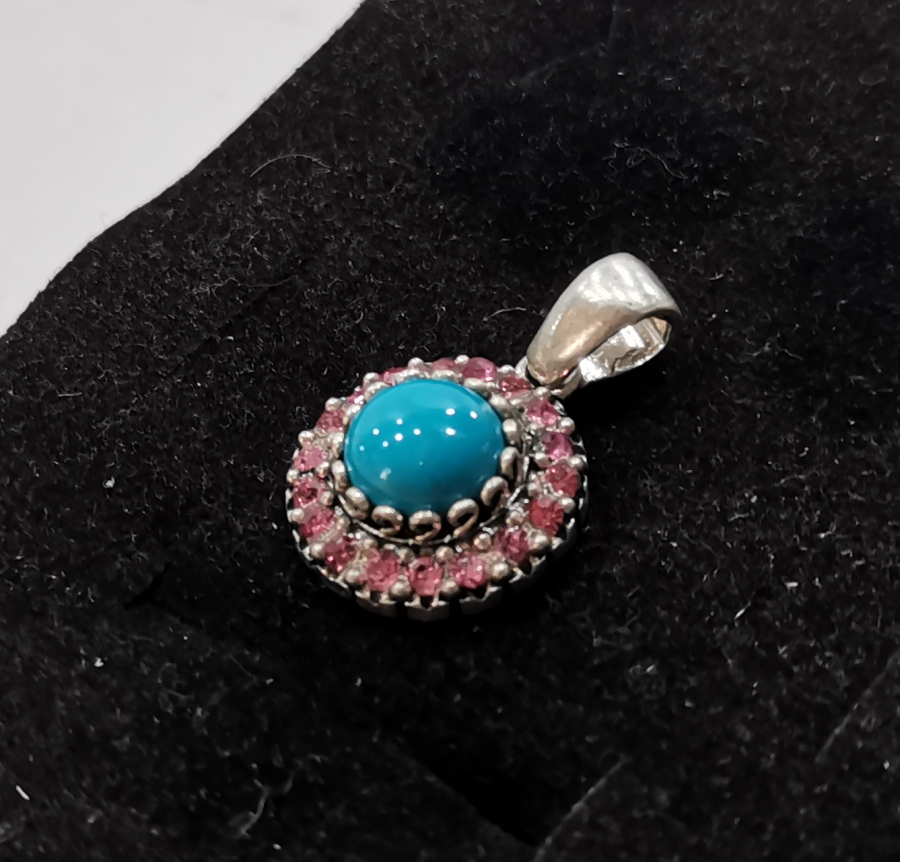 TURKUAZ TAŞLI GÜMÜŞ KOLYE UCU