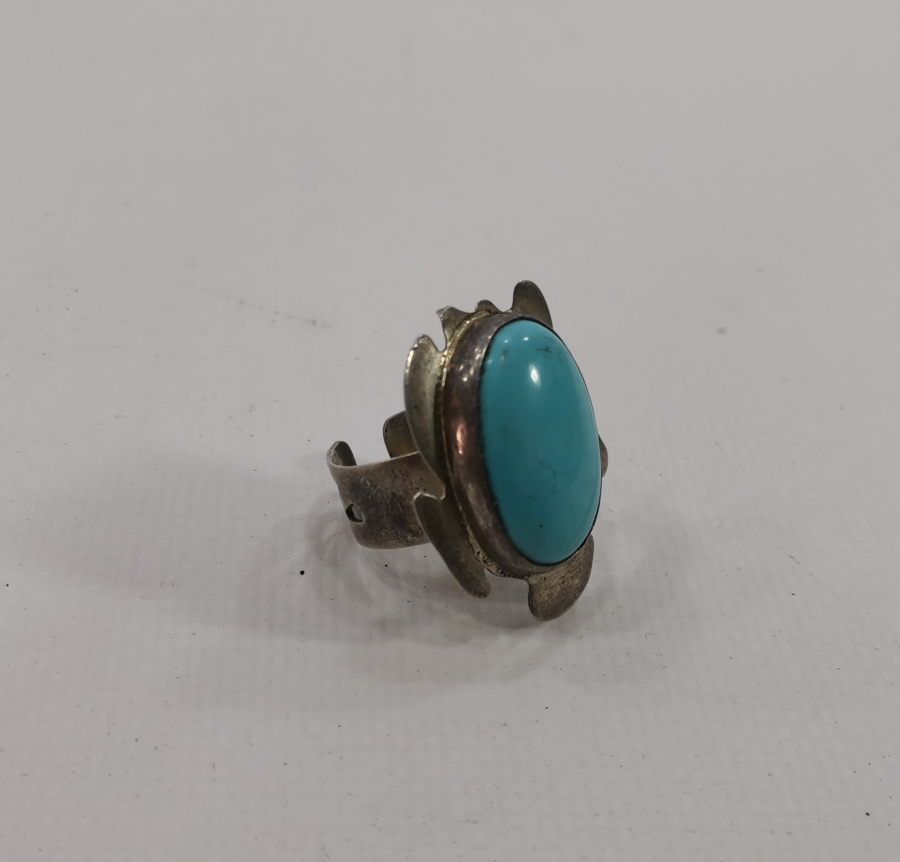 TURKUAZ TAŞLI ÖZEL YAPIM GÜMÜŞ YÜZÜK