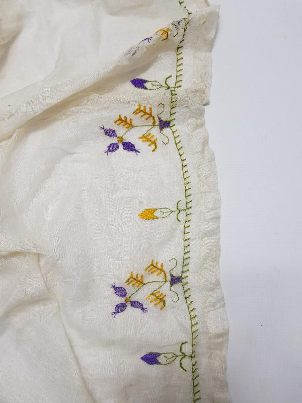 OSMANLI DÖNEMİ EL İŞLEMELİ İPEK ÖRTÜ 