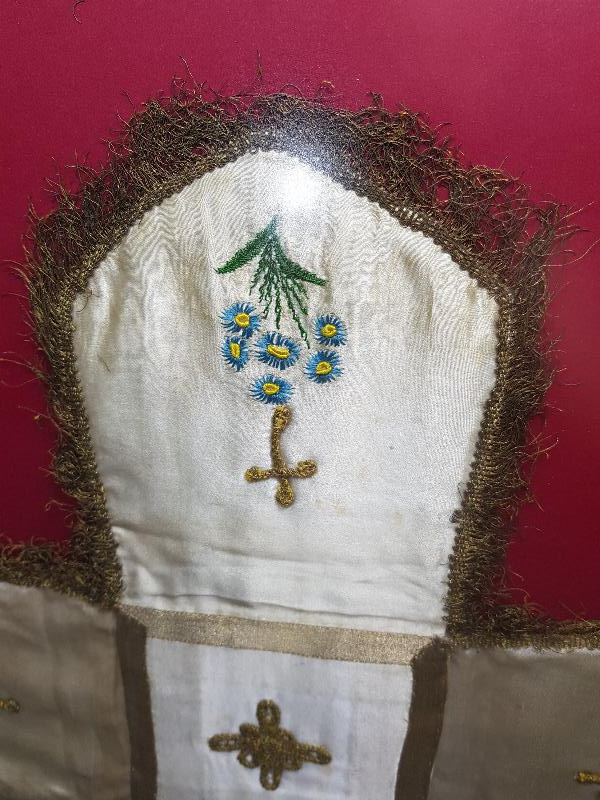 OSMANLI DÖNEMİ İPEK ATLAS KİLİSE SUNAK ÖRTÜSÜ