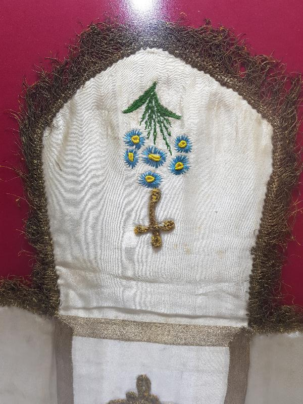 OSMANLI DÖNEMİ İPEK ATLAS KİLİSE SUNAK ÖRTÜSÜ