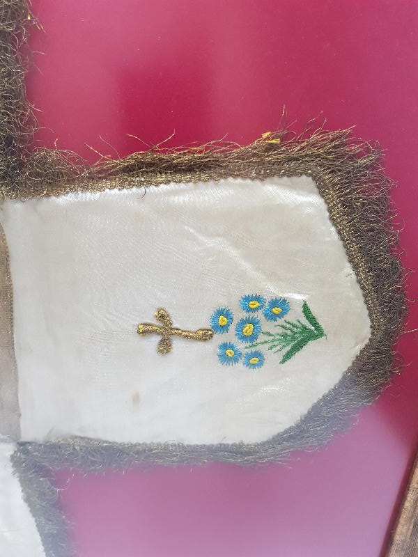 OSMANLI DÖNEMİ İPEK ATLAS KİLİSE SUNAK ÖRTÜSÜ