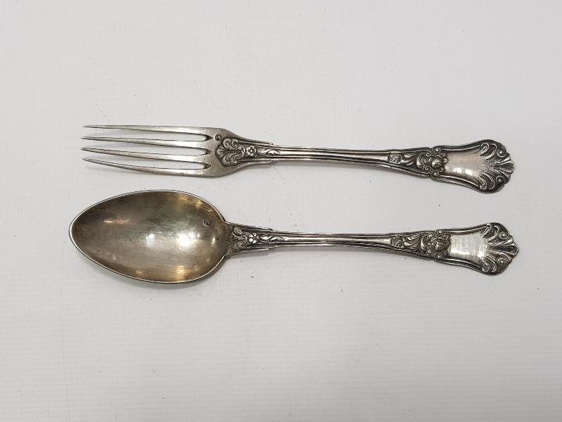 OSMANLI TUĞRALI SAH DAMGALI VE ÇEŞNİLİ GÜMÜŞ ÇATAL KAŞIK