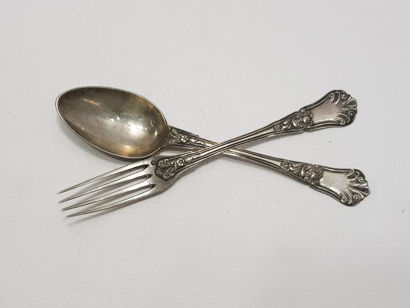 OSMANLI TUĞRALI SAH DAMGALI VE ÇEŞNİLİ GÜMÜŞ ÇATAL KAŞIK