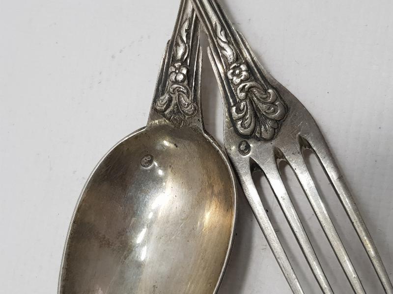 OSMANLI TUĞRALI SAH DAMGALI VE ÇEŞNİLİ GÜMÜŞ ÇATAL KAŞIK