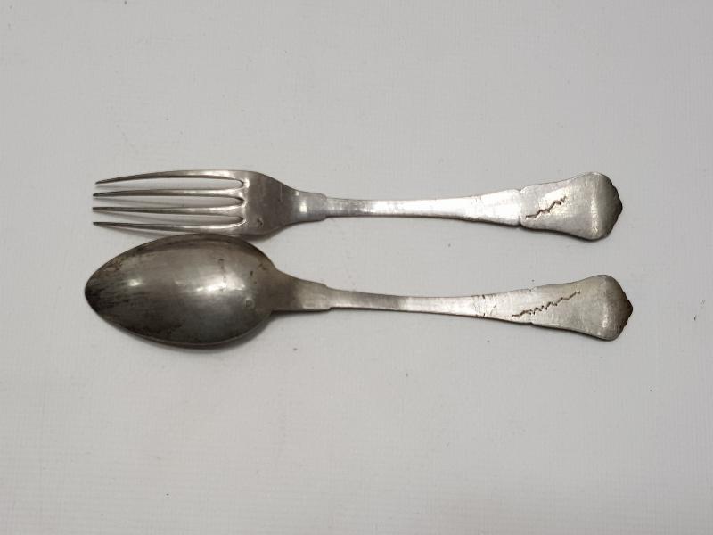 OSMANLI TUĞRALI SAH DAMGALI VE ÇEŞNİLİ GÜMÜŞ ÇATAL KAŞIK