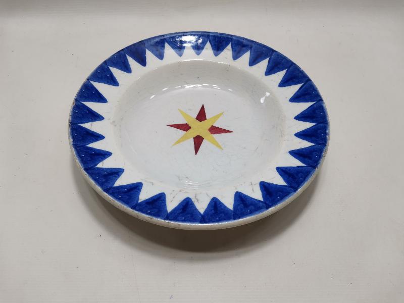 OSMANLI YILDIZI İŞLEMELİ EL BOYAMA PORSELEN TABAK