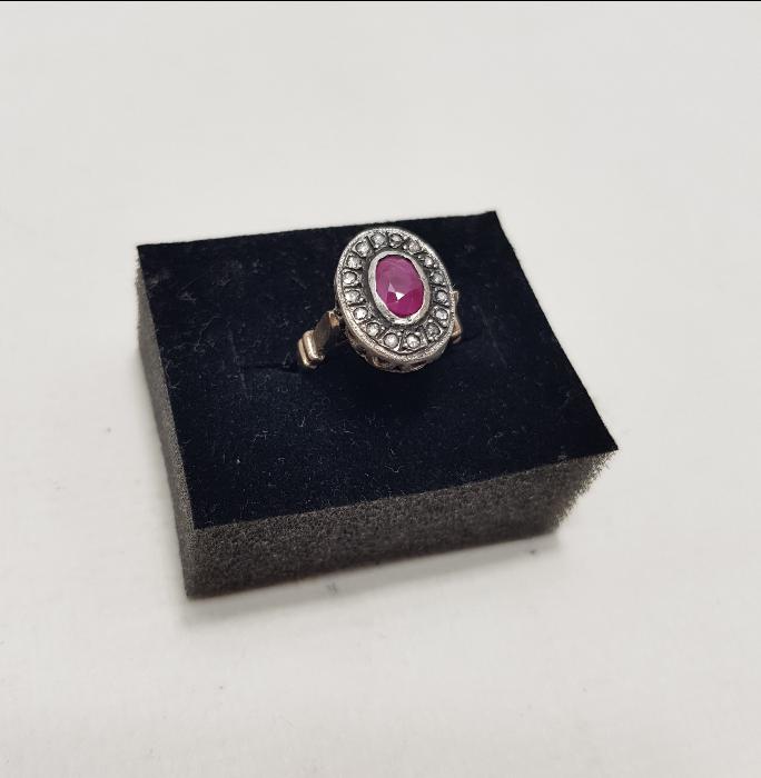 YAKUT TAŞLI ELMAS YÜZÜK 