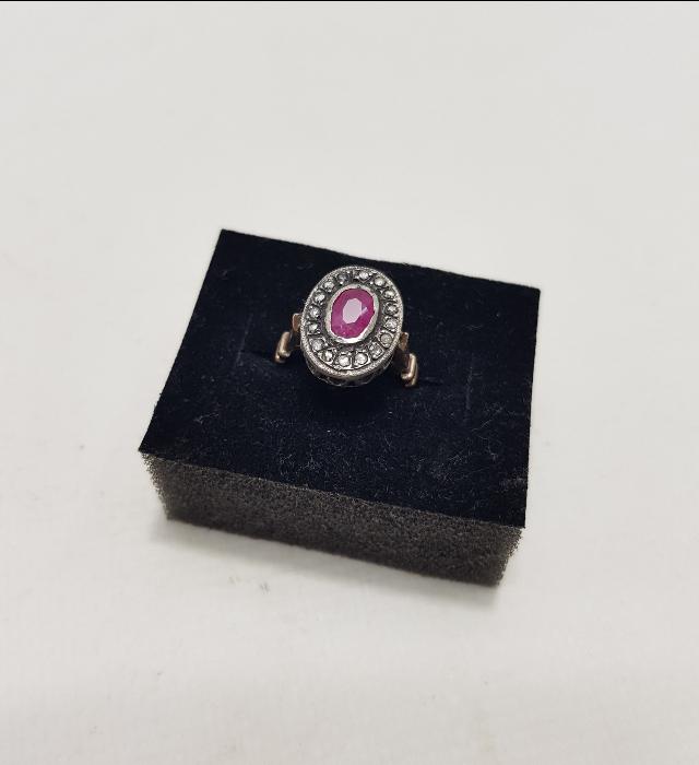 YAKUT TAŞLI ELMAS YÜZÜK 