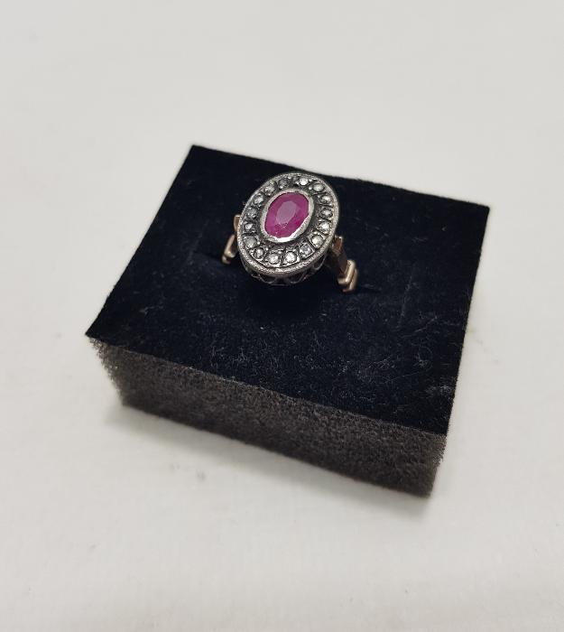 YAKUT TAŞLI ELMAS YÜZÜK 