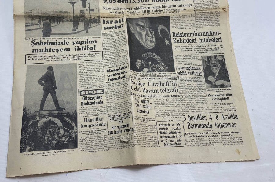 11 KASIM 1953 YENİ SABAH GAZETESİ: ATATÜRK EBEDİ İSTİRATGAHINA TEVDİ EDİLDİ