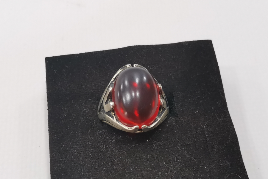 KEHRİBAR TAŞLI ÖZEL YAPIM GÜMÜŞ YÜZÜK