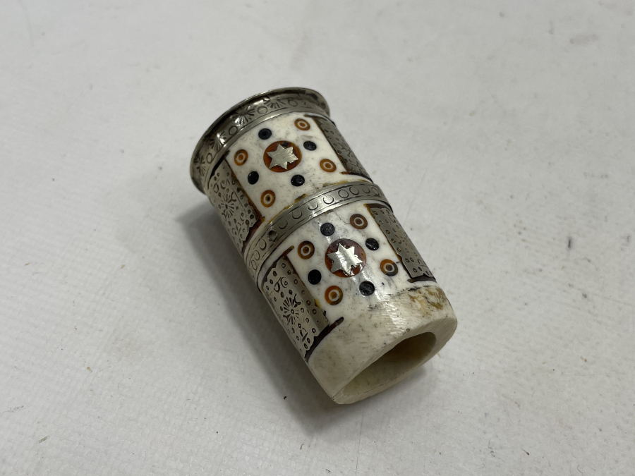 KEMİK ÜZERİ İŞLEMELİ ANTİKA BASTON SAPI