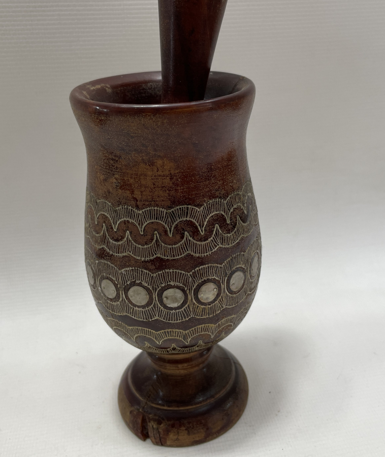 OSMANLI DÖNEMİ AFYON İŞİ GÜMÜŞ ÇAKMA İŞÇİLİKLİ AHŞAP DİBEK