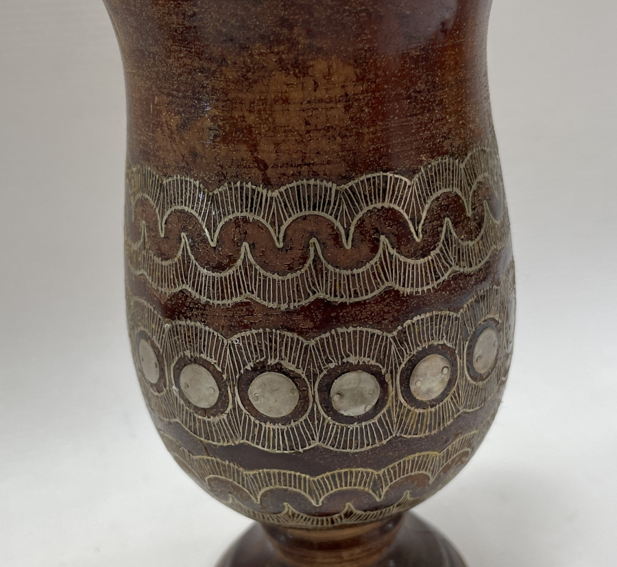 OSMANLI DÖNEMİ AFYON İŞİ GÜMÜŞ ÇAKMA İŞÇİLİKLİ AHŞAP DİBEK