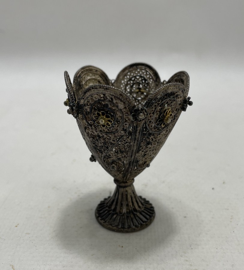 OSMANLI DÖNEMİ TELKARİ İŞÇİLİKLİ NADİR FORMDA FİNCAN ZARFI