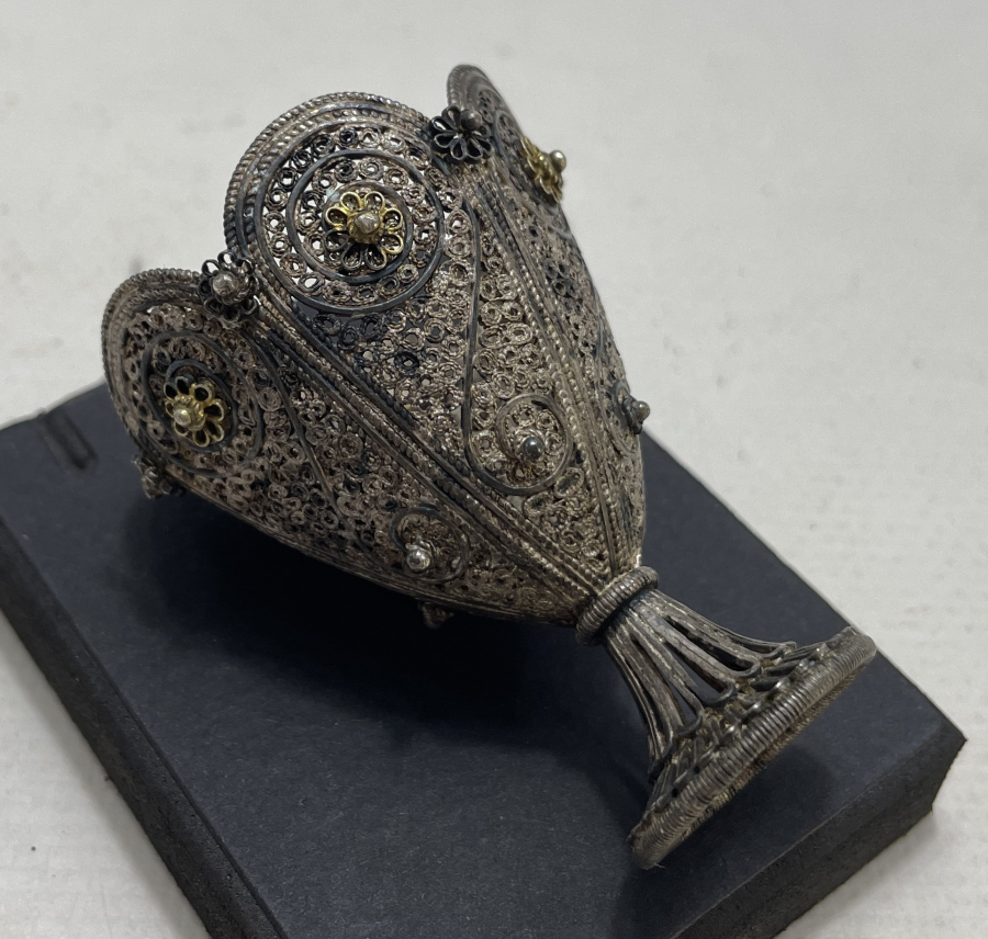 OSMANLI DÖNEMİ TELKARİ İŞÇİLİKLİ NADİR FORMDA FİNCAN ZARFI