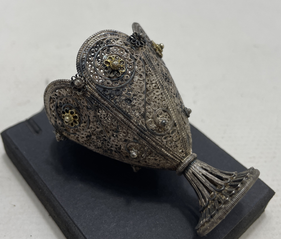 OSMANLI DÖNEMİ TELKARİ İŞÇİLİKLİ NADİR FORMDA FİNCAN ZARFI