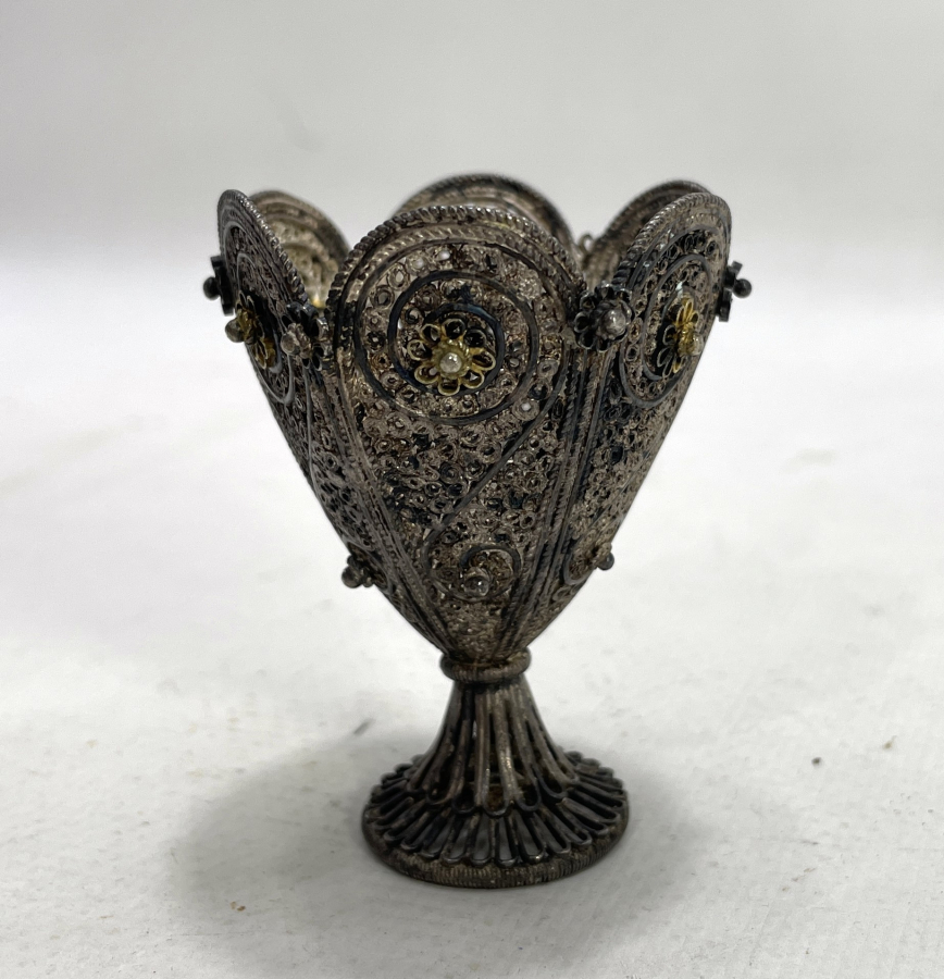 OSMANLI DÖNEMİ TELKARİ İŞÇİLİKLİ NADİR FORMDA FİNCAN ZARFI