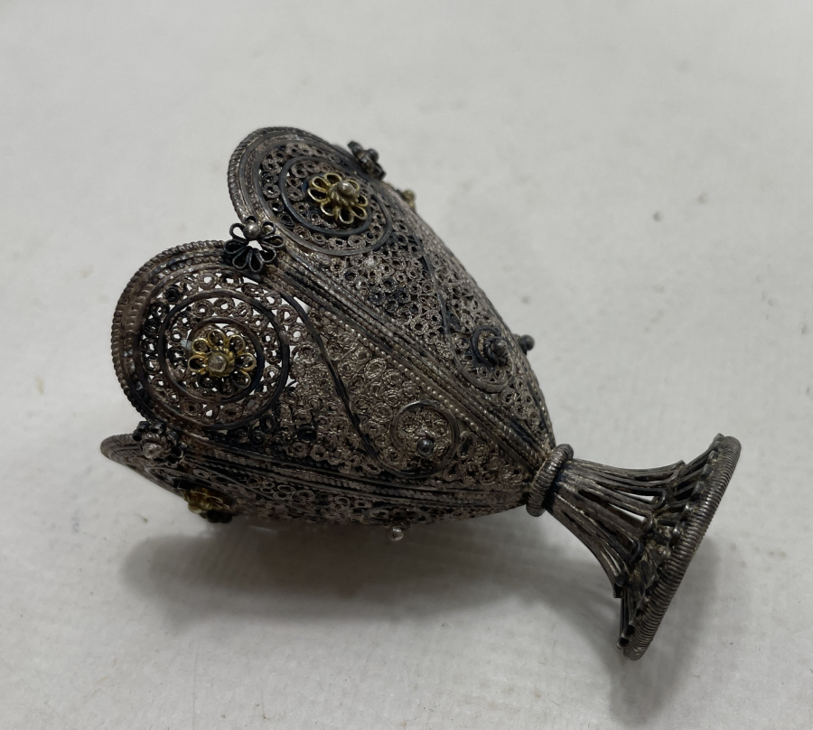 OSMANLI DÖNEMİ TELKARİ İŞÇİLİKLİ NADİR FORMDA FİNCAN ZARFI