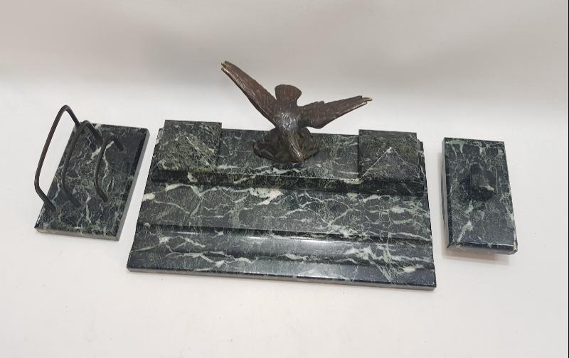 BRONZ KARTAL HEYKELLİ MERMER HOKKA TAKIMI