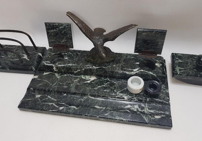 BRONZ KARTAL HEYKELLİ MERMER HOKKA TAKIMI