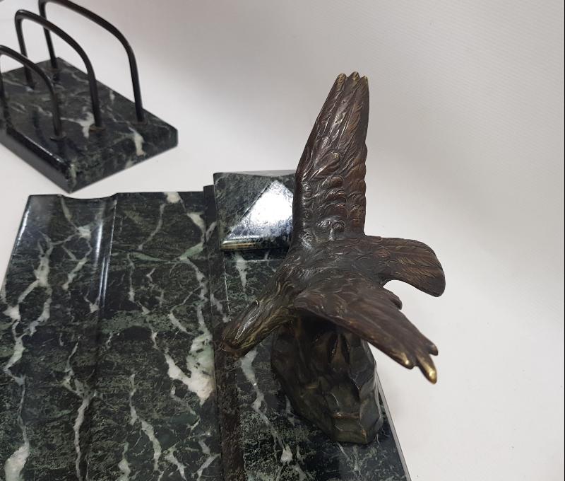 BRONZ KARTAL HEYKELLİ MERMER HOKKA TAKIMI