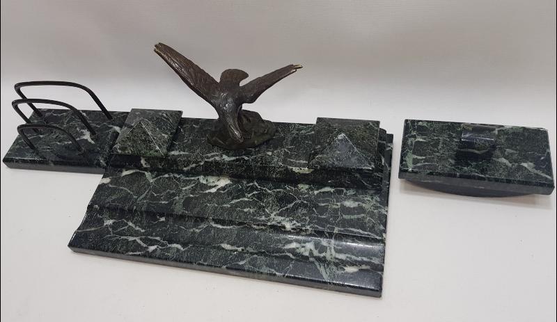 BRONZ KARTAL HEYKELLİ MERMER HOKKA TAKIMI