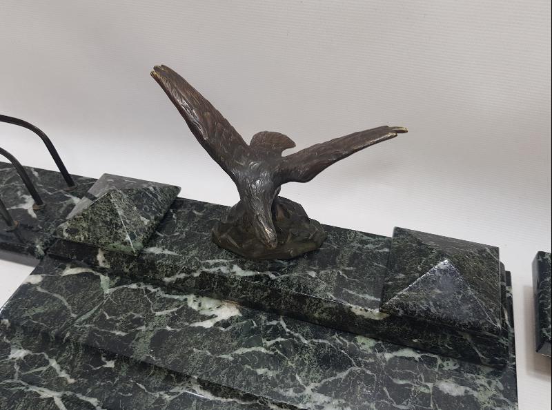 BRONZ KARTAL HEYKELLİ MERMER HOKKA TAKIMI