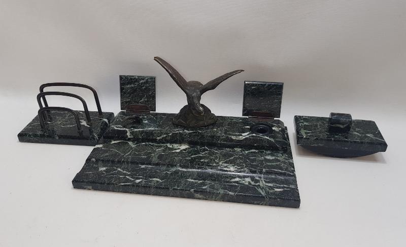 BRONZ KARTAL HEYKELLİ MERMER HOKKA TAKIMI