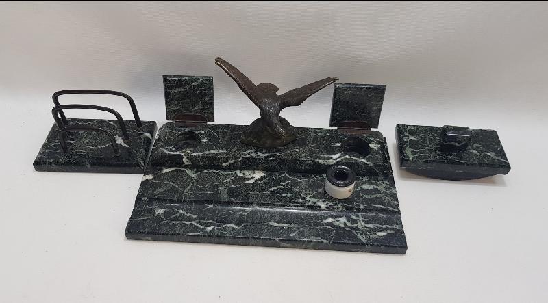 BRONZ KARTAL HEYKELLİ MERMER HOKKA TAKIMI