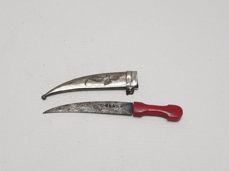 BURSA İŞİ KEHRİBAR SAPLI MİNİ HANÇER