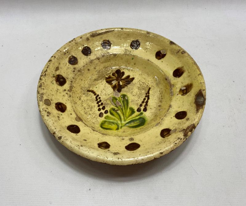 OSMANLI DÖNEMİ ÇİÇEK DESENLİ SIRLI SERAMİK TABAK 