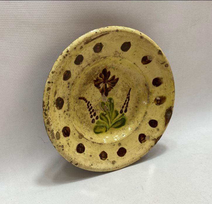 OSMANLI DÖNEMİ ÇİÇEK DESENLİ SIRLI SERAMİK TABAK 