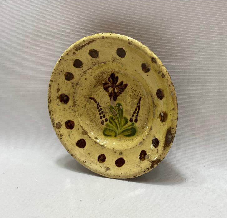 OSMANLI DÖNEMİ ÇİÇEK DESENLİ SIRLI SERAMİK TABAK 