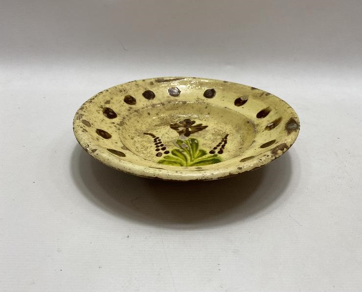 OSMANLI DÖNEMİ ÇİÇEK DESENLİ SIRLI SERAMİK TABAK 