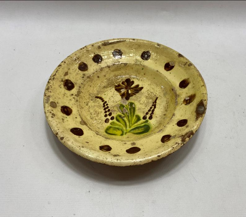 OSMANLI DÖNEMİ ÇİÇEK DESENLİ SIRLI SERAMİK TABAK 