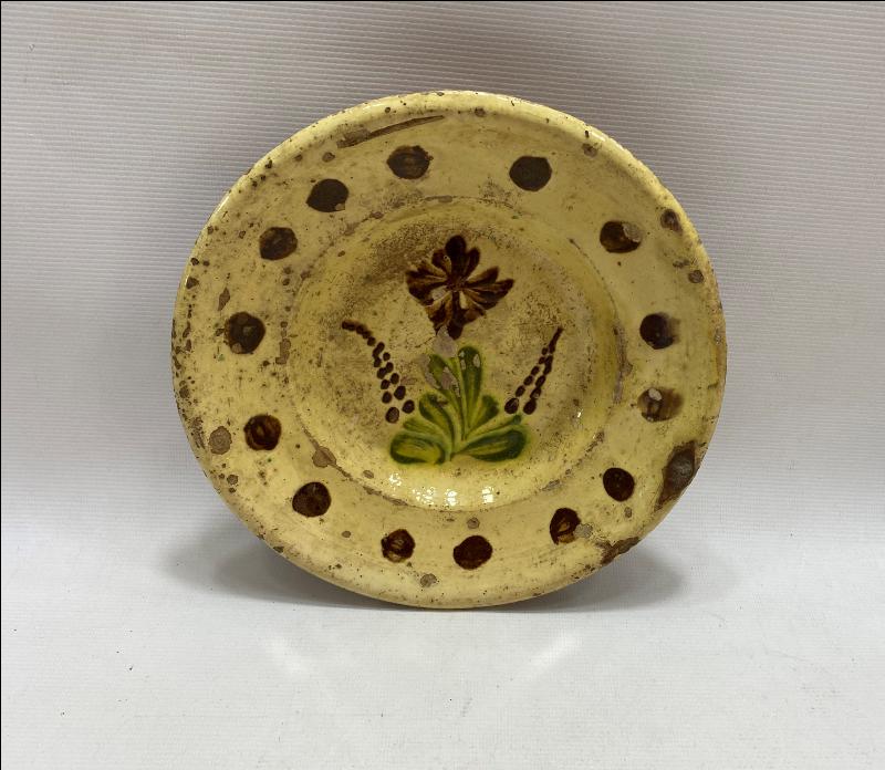 OSMANLI DÖNEMİ ÇİÇEK DESENLİ SIRLI SERAMİK TABAK 