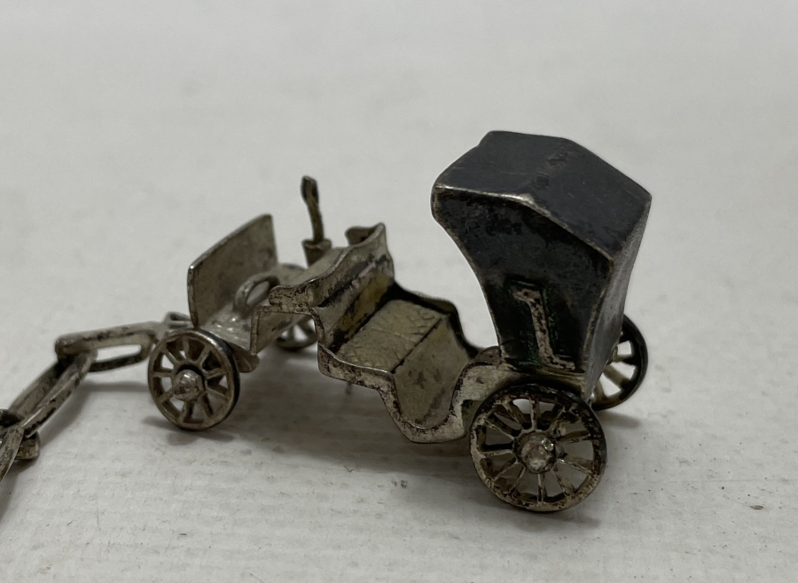 GÜMÜŞ MİNYATÜR AT ARABASI FİGÜRÜ