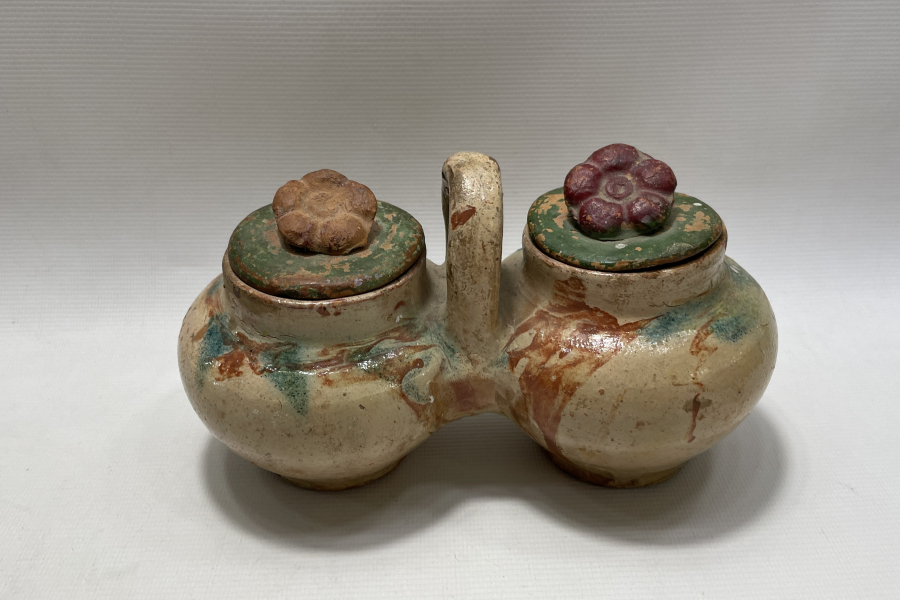 OSMANLI DÖNEMİ ÇANAKKALE İŞİ SIRLI ÇİFT KAHVELİK -  KAHVE KUTUSU