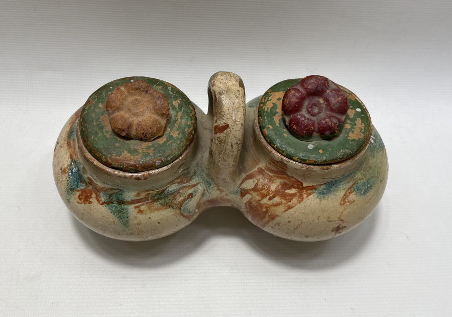 OSMANLI DÖNEMİ ÇANAKKALE İŞİ SIRLI ÇİFT KAHVELİK -  KAHVE KUTUSU