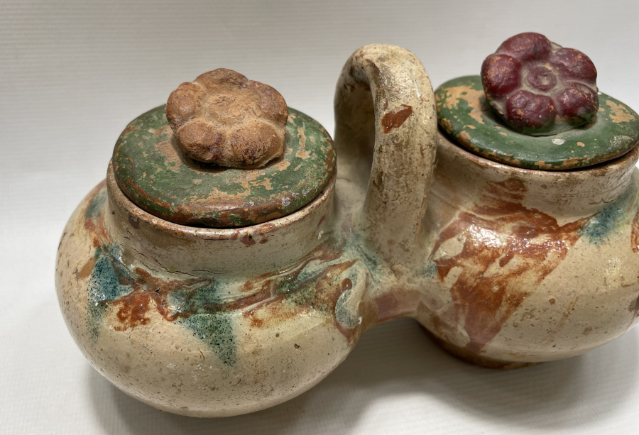 OSMANLI DÖNEMİ ÇANAKKALE İŞİ SIRLI ÇİFT KAHVELİK -  KAHVE KUTUSU