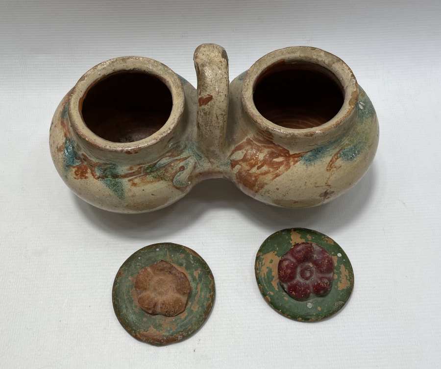 OSMANLI DÖNEMİ ÇANAKKALE İŞİ SIRLI ÇİFT KAHVELİK -  KAHVE KUTUSU