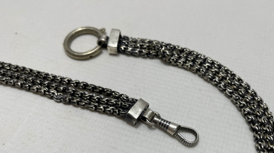 OSMANLI DÖNEMİ NADİR FORMDA GÜMÜŞ ARNAVUT ZİNCİRİ - CEP SAATİ KÖSTEĞİ