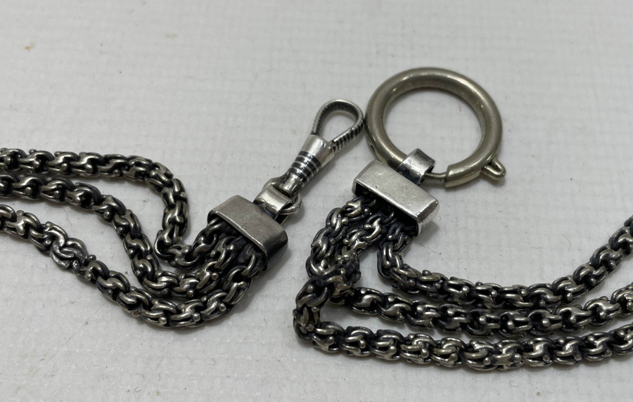 OSMANLI DÖNEMİ NADİR FORMDA GÜMÜŞ ARNAVUT ZİNCİRİ - CEP SAATİ KÖSTEĞİ