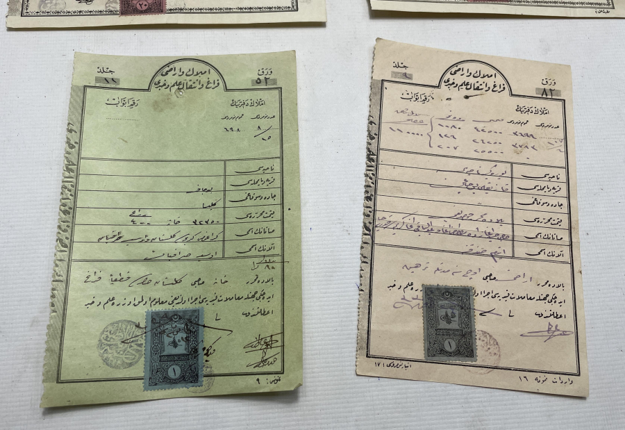 OSMANLI DÖNEMİ ÜZERİ PULLU MAKBUZ LOTU