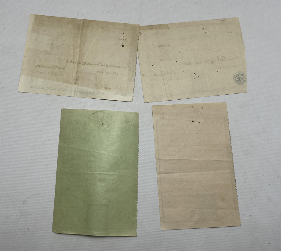 OSMANLI DÖNEMİ ÜZERİ PULLU MAKBUZ LOTU