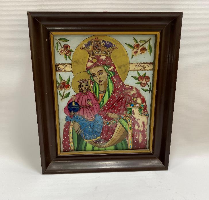 OSMANLI DÖNEMİ RUM İŞİ CAM ALTI DİNİ TABLO 